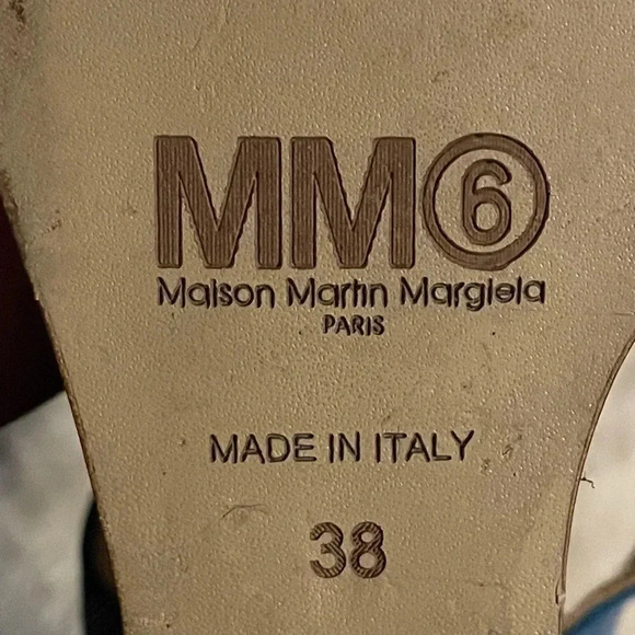 MM6 Maison Martin Margiela Light Blue Leather Wedge Sandals Size 38 Woman’s 8. - Picture 9 of 16